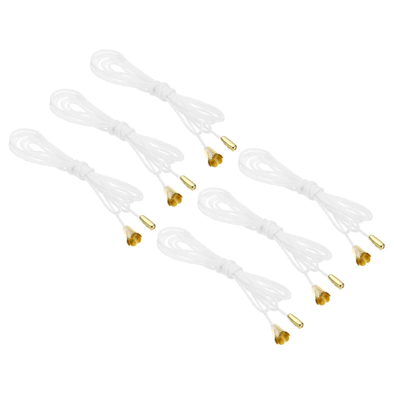 1.5M 4.9ft Ceiling Pull Chain Extender with Gold Tone Conical Pendant 6 Pcs