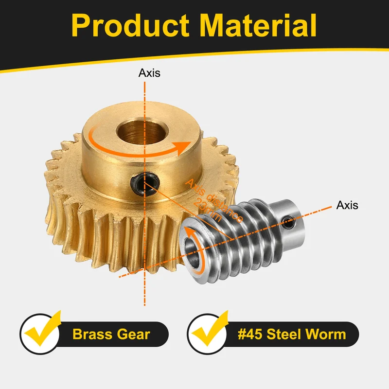 Worm Gear Set 1 Module 30:1 Reduction Rate(Gear-8mm Bore, Rod 5mm Bore)