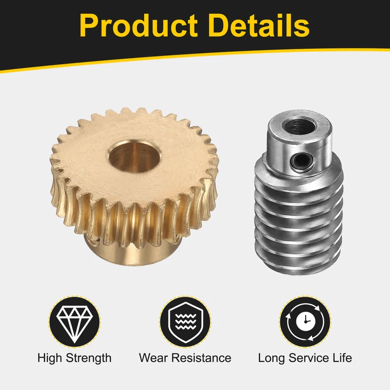 Worm Gear Set 1 Module 30:1 Reduction Rate(Gear-10mm Bore, Rod 6mm Bore)