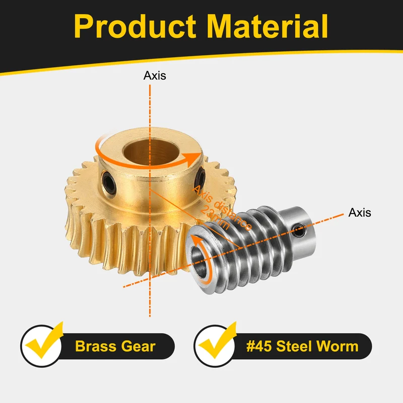 Worm Gear Set 1 Module 30:1 Reduction Rate(Gear-10mm Bore, Rod 5mm Bore)