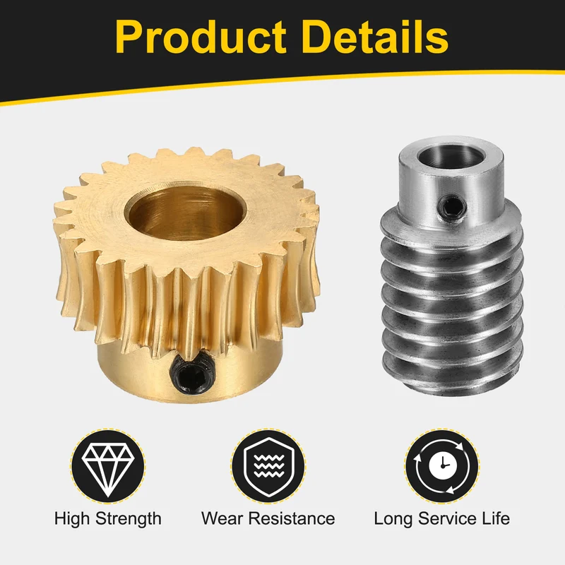 Worm Gear Set 1 Module 25:1 Reduction Rate(Gear-12mm Bore, Rod 8mm Bore)