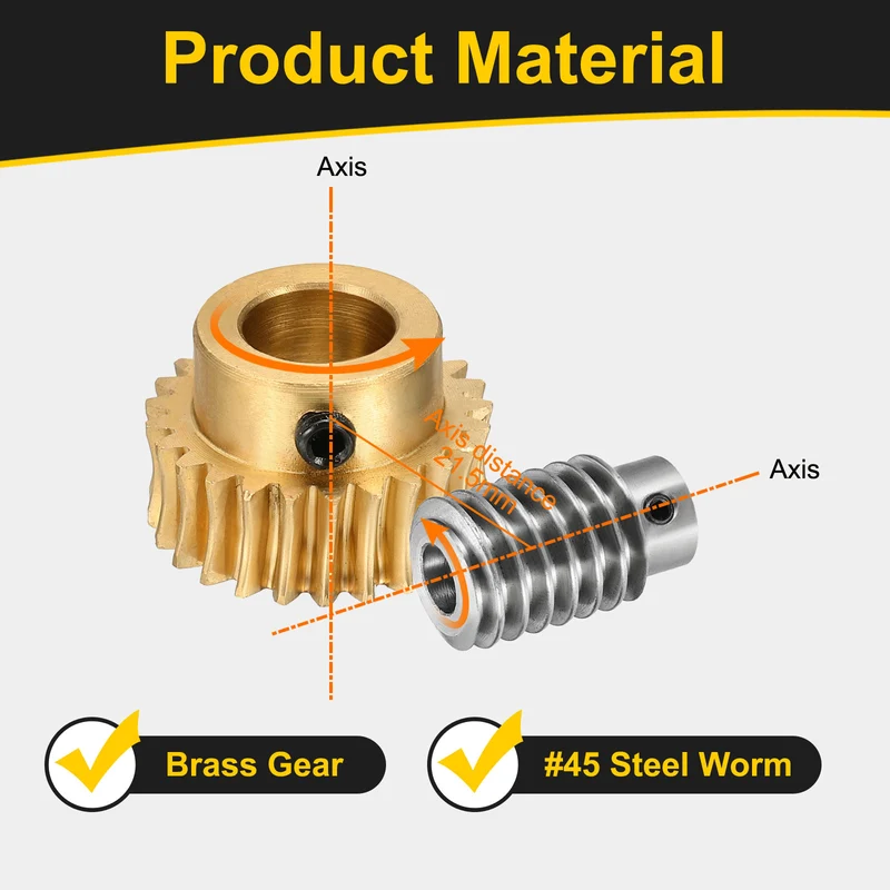 Worm Gear Set 1 Module 25:1 Reduction Rate(Gear-12mm Bore, Rod 8mm Bore)