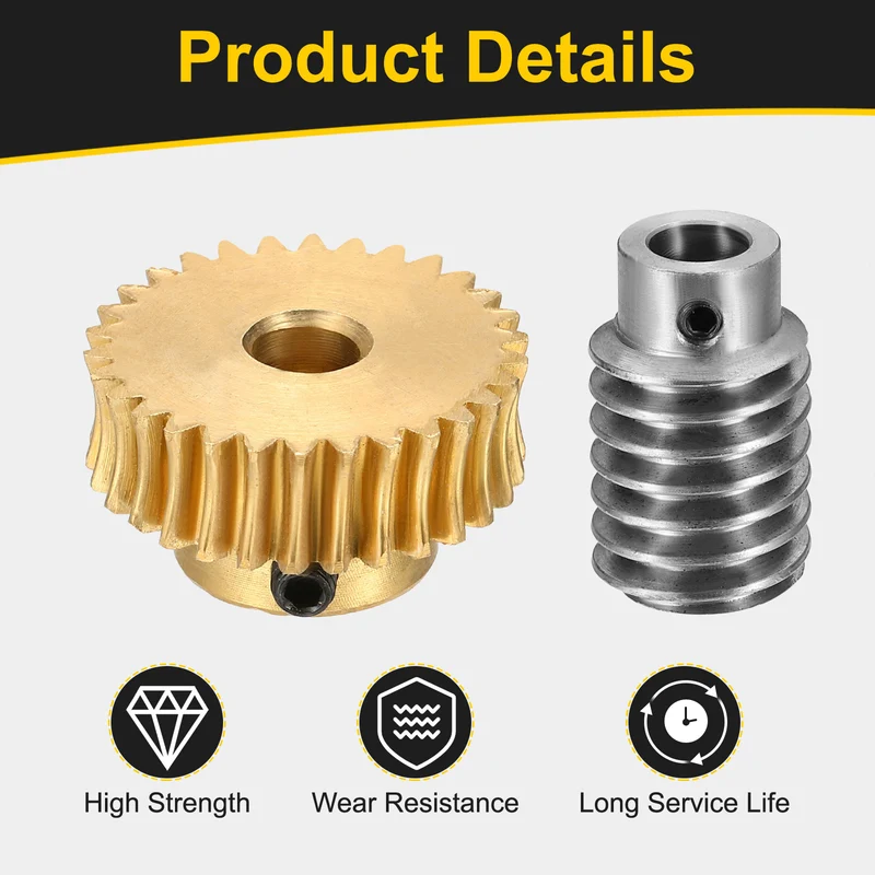 Worm Gear Set 1 Module 30:1 Reduction Rate(Gear-8mm Bore, Rod 8mm Bore)