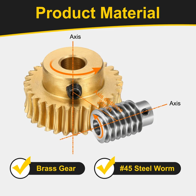 Worm Gear Set 1 Module 30:1 Reduction Rate(Gear-8mm Bore, Rod 8mm Bore)
