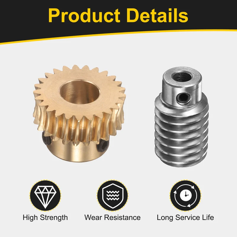 Worm Gear Set 1 Module 25:1 Reduction Rate(Gear-12mm Bore, Rod 6mm Bore)