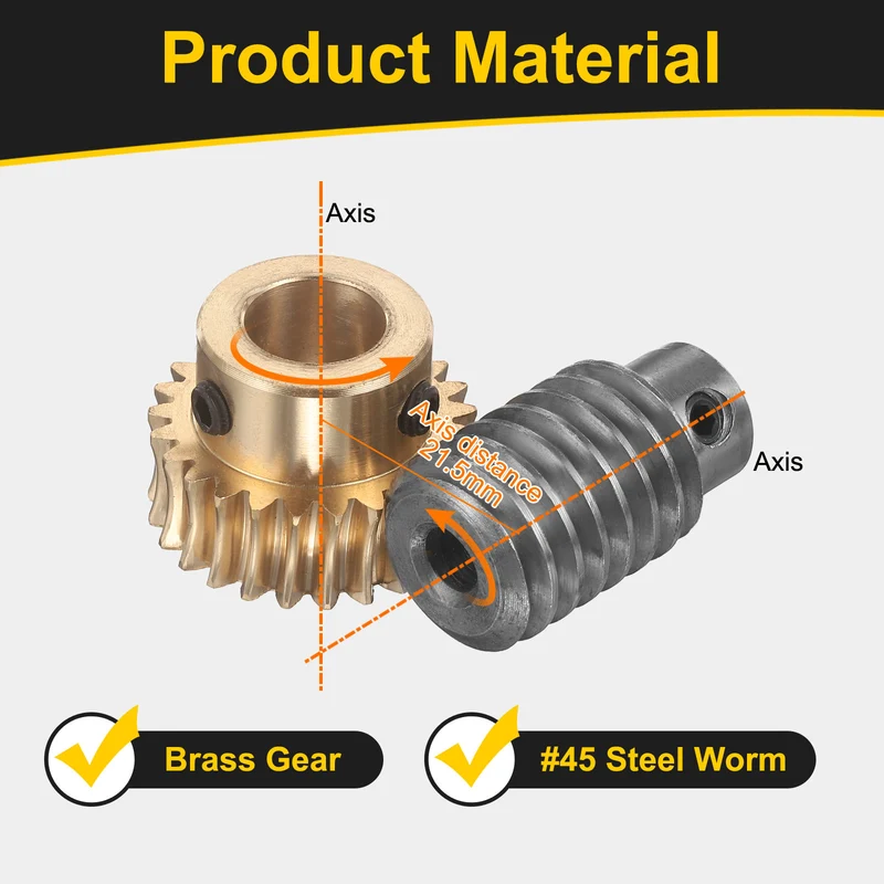 Worm Gear Set 1 Module 25:1 Reduction Rate(Gear-12mm Bore, Rod 6mm Bore)