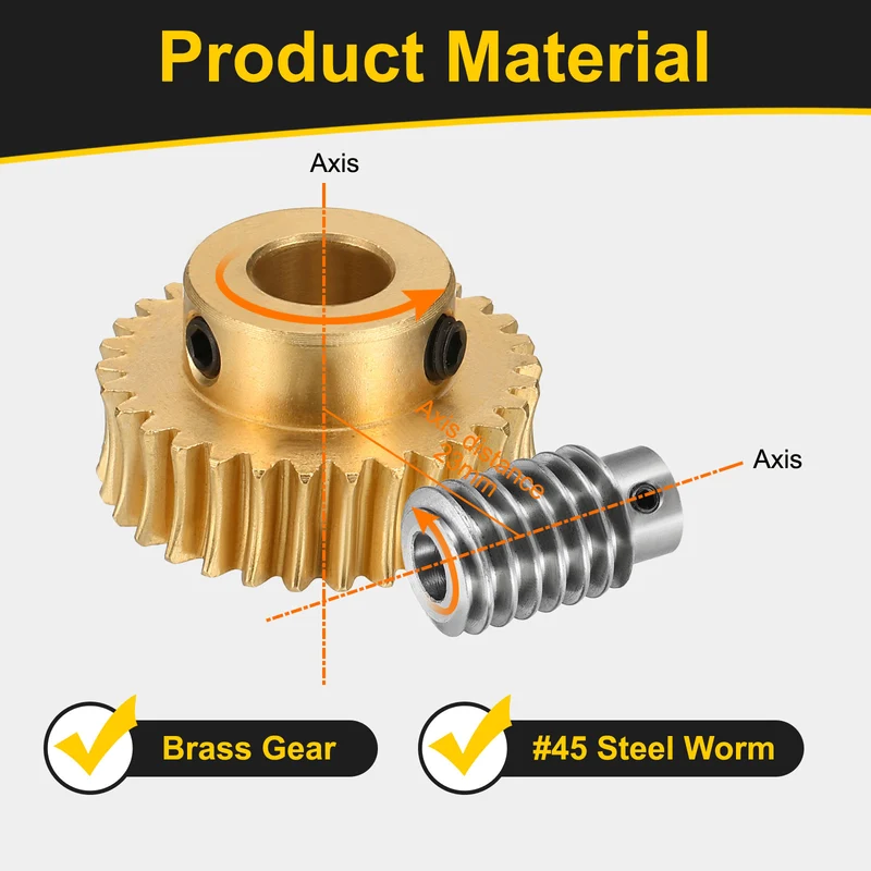 Worm Gear Set 1 Module 30:1 Reduction Rate(Gear-10mm Bore, Rod 8mm Bore)