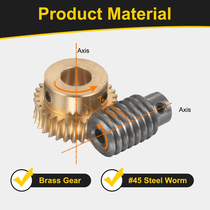 Worm Gear Set 1 Module 30:1 Reduction Rate(Gear-12mm Bore, Rod 6mm Bore)