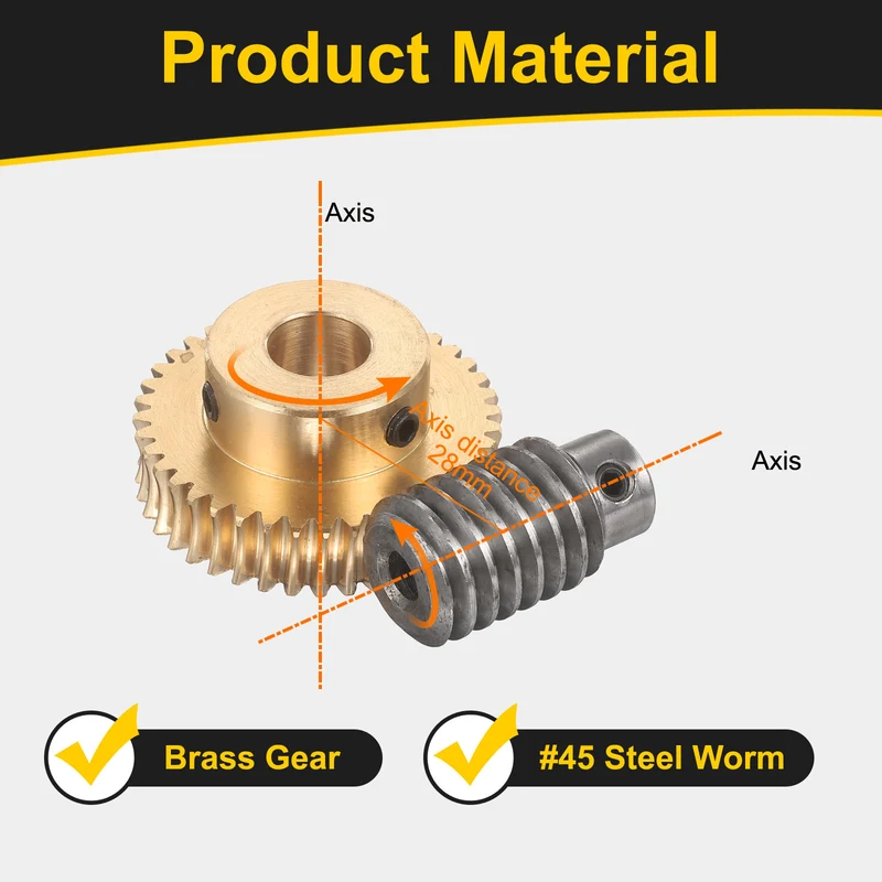 Worm Gear Set 1 Module 40:1 Reduction Rate(Gear-10mm Bore, Rod 6mm Bore)
