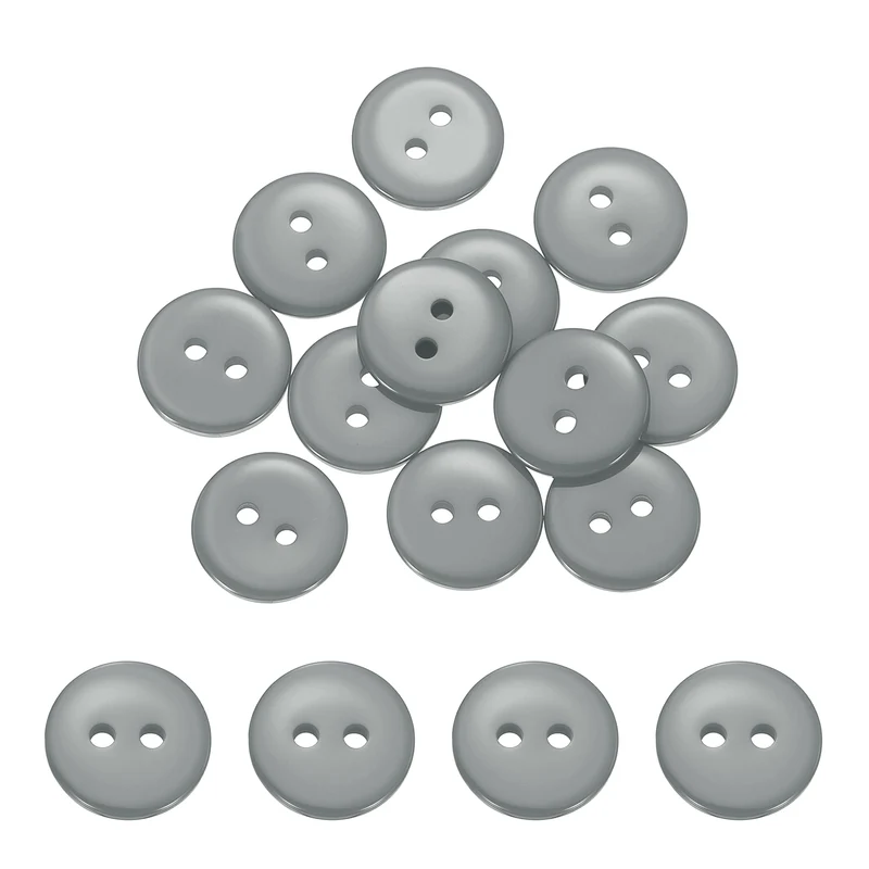 16 Pcs 12.5mm Resin Sewing Buttons, 2 Hole for Sewing Coats Shirts, Gray
