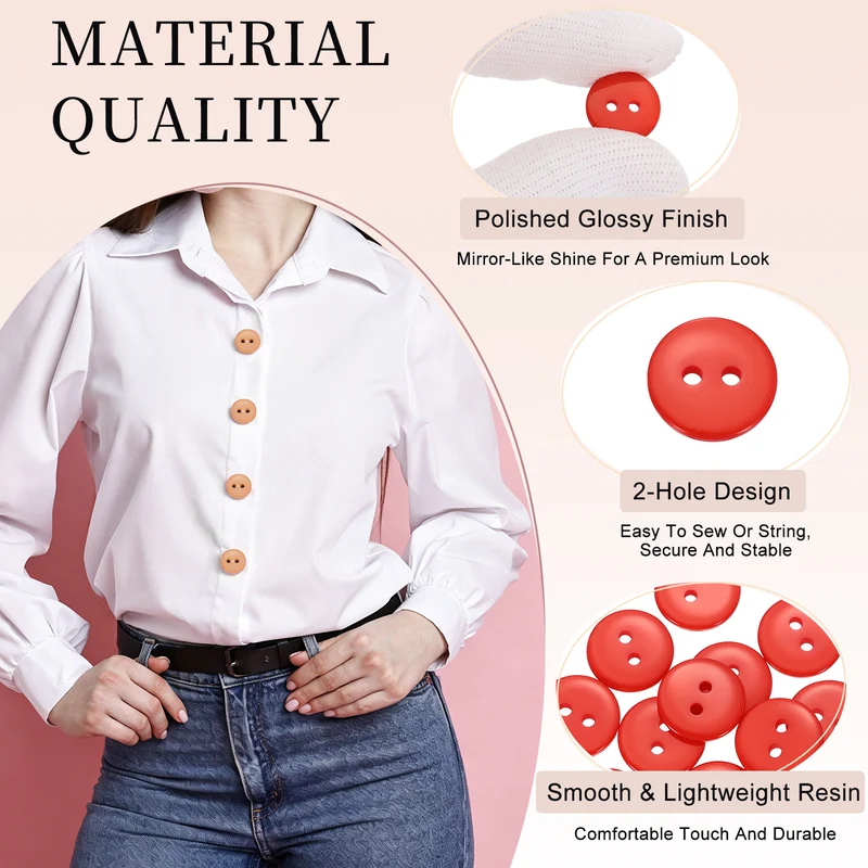 16 Pcs 12.5mm Resin Sewing Buttons, 2 Hole for Sewing Coats Shirts, Orange Red