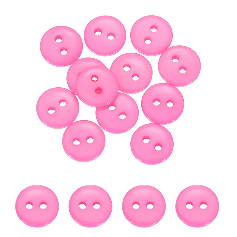 16 Pcs 10mm Resin Sewing Buttons, 2 Hole for Sewing Coats Shirts, Pink
