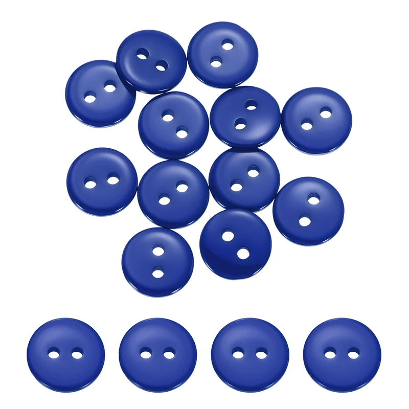 16 Pcs 10mm Resin Sewing Buttons, 2 Hole for Sewing Coats Shirts, Deep Blue