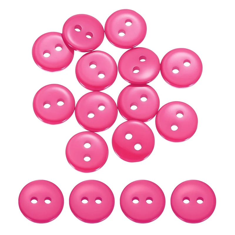 16 Pcs 10mm Resin Sewing Buttons, 2 Hole for Sewing Coats Shirts, Rose Red
