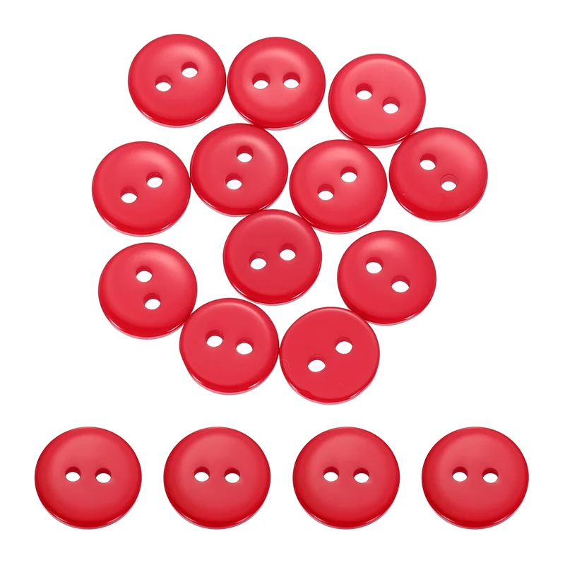 16 Pcs 10mm Resin Sewing Buttons, 2 Hole for Sewing Coats Shirts, Bright Red