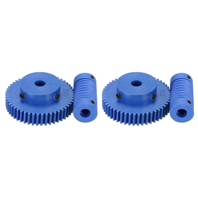 2Set Nylon Worm Gear Set 1M 50:1 Reduction Ratio Gear 8mm Bore Rod 8mm Bore