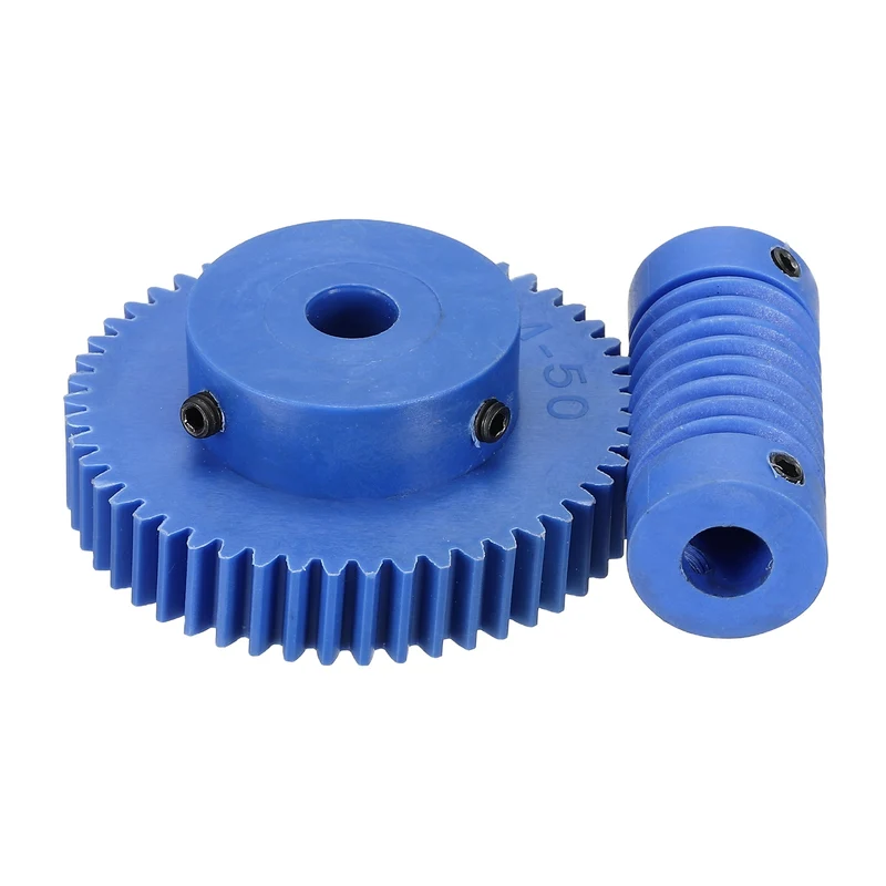 Nylon Worm Gear Set 1M 50:1 Reduction Ratio Gear 8mm Bore Rod 8mm Bore