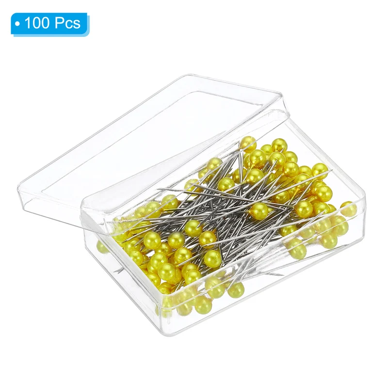 100Pcs Sewing Pins, Straight Pin with Plastic Pearlized Ball Head, Golden