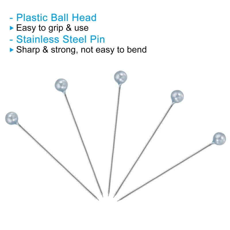 400Pcs Sewing Pins, Straight Pin with Plastic Pearlized Ball Head, Blue