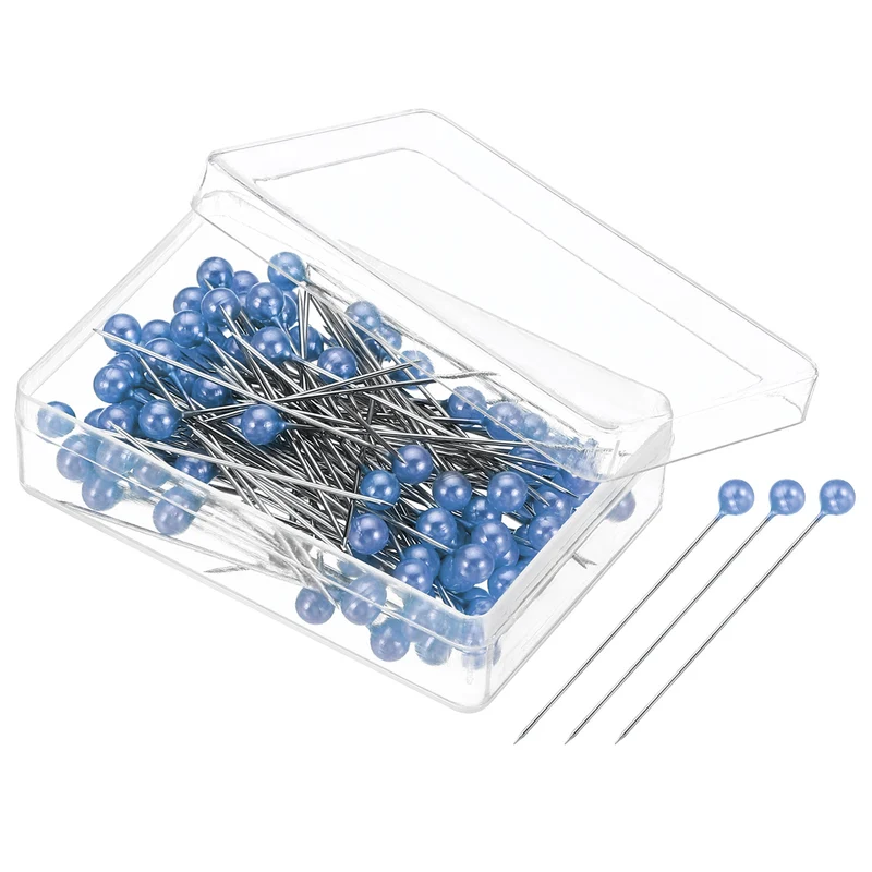 200Pcs Sewing Pins Straight Pin with Plastic Pearlized Ball Head Blue