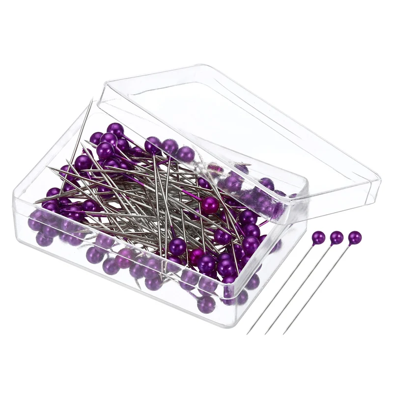 Sewing Pins, 400 Pcs 1.5 Inch Straight Pin with Plastic Pearlized Ball Head for Fabric, Decorative, Jewelry DIY, Craft and Sewing Project, Purple