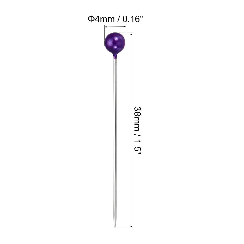 100Pcs Sewing Pins, Straight Pin with Plastic Pearlized Ball Head, Purple