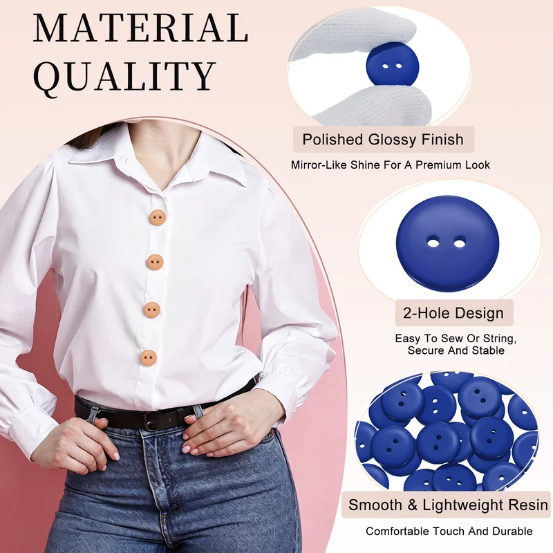 25 Pcs 20mm Resin Sewing Buttons, 2 Hole for Sewing Coats Shirts, Deep Blue
