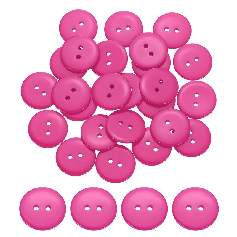 25 Pcs 20mm Resin Sewing Buttons, 2 Hole for Sewing Coats Shirts, Rose Red
