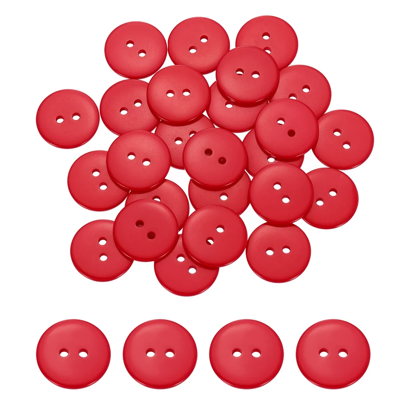 25 Pcs 20mm Resin Sewing Buttons, 2 Hole for Sewing Coats Shirts, Bright Red
