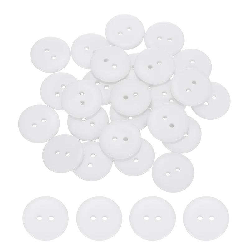 25 Pcs 20mm Resin Sewing Buttons, 2 Hole for Sewing Coats Shirts, White