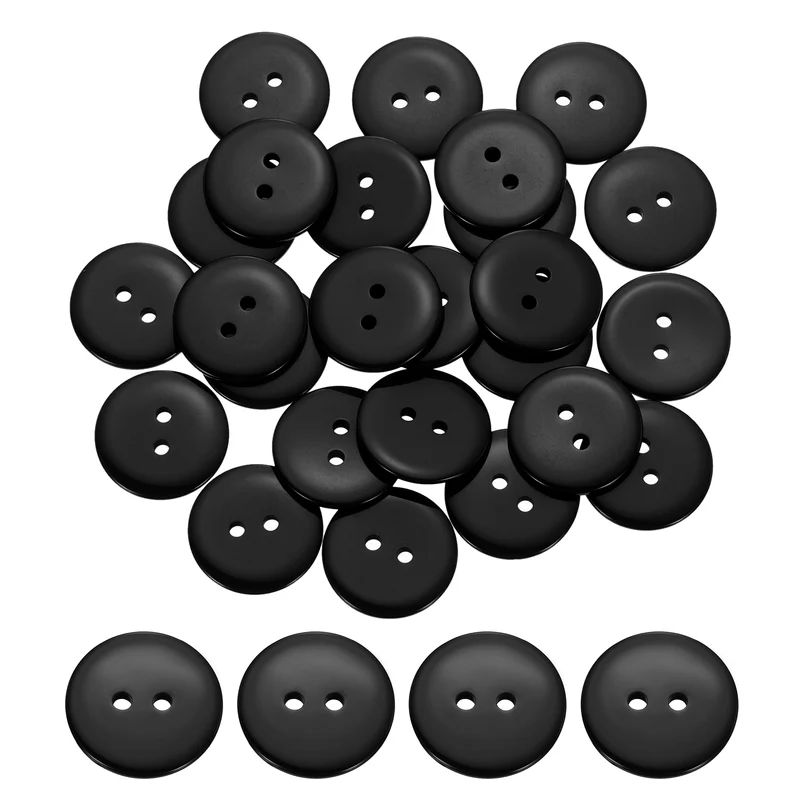 25 Pcs 20mm Resin Sewing Buttons, 2 Hole for Sewing Coats Shirts, Black