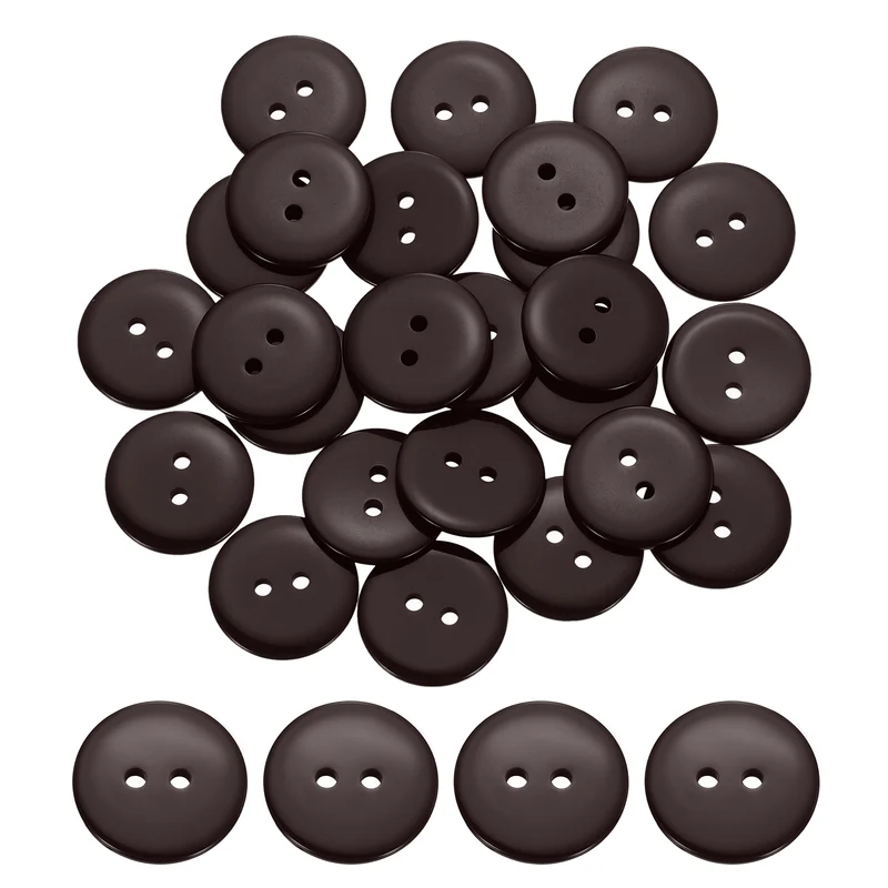 25 Pcs 20mm Resin Sewing Buttons, 2 Hole for Sewing Coats Shirts, Coffee