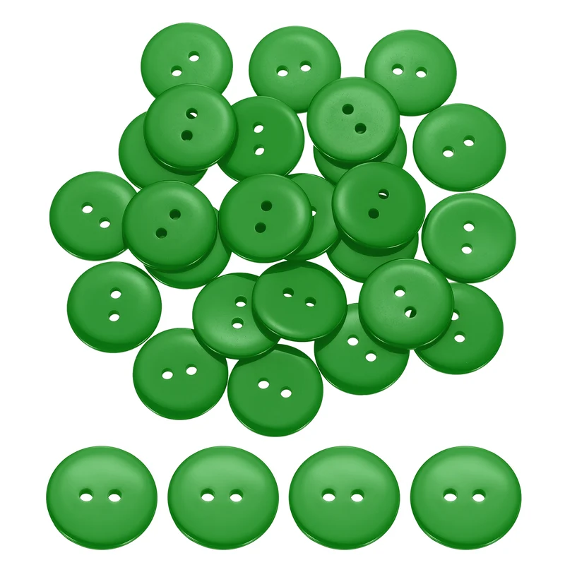 25 Pcs 20mm Resin Sewing Buttons, 2 Hole for Sewing Coats Shirts, Grass Green