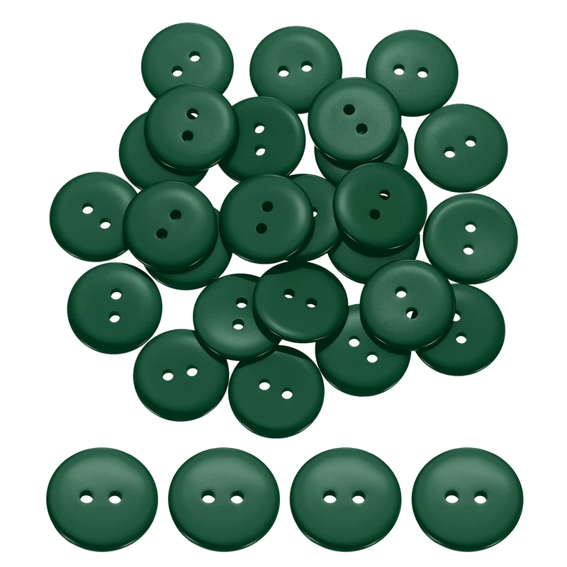 25 Pcs 20mm Resin Sewing Buttons, 2 Hole for Sewing Coats Shirts, Dark Green