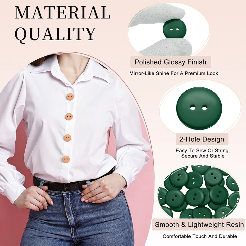 25 Pcs 20mm Resin Sewing Buttons, 2 Hole for Sewing Coats Shirts, Dark Green