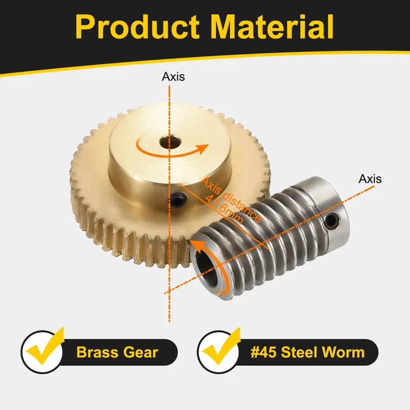 Worm Gear Set 0.8 Module 1:50 Reduction Rate(Gear-4mm Bore, Rod 8mm Bore)