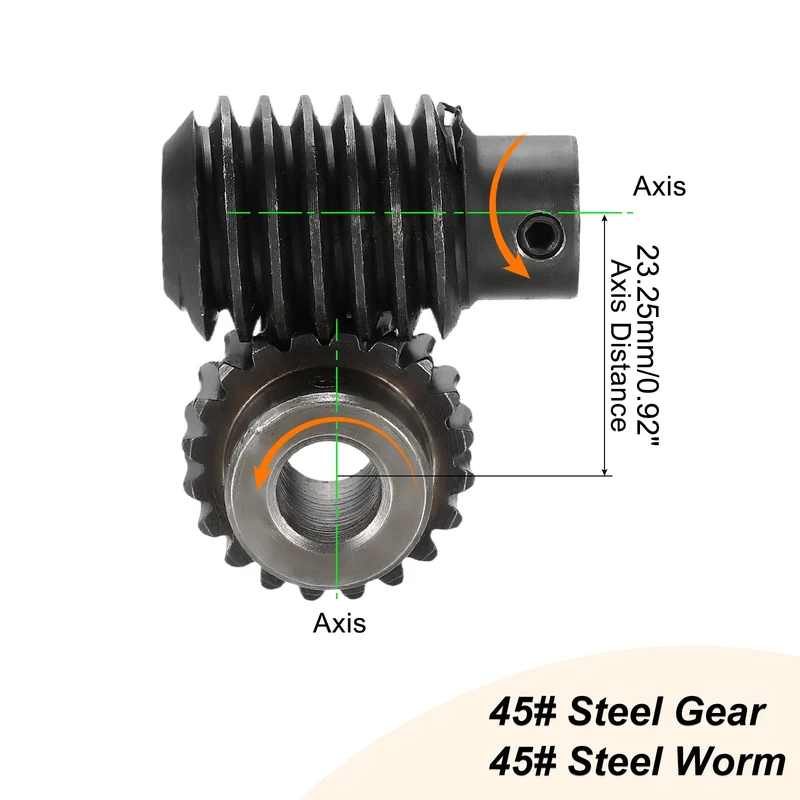 Worm Gear Set 1.25 Module 1:20 Reduction Rate Gear-10mm ID 28mm OD, Rod 8mm Bore