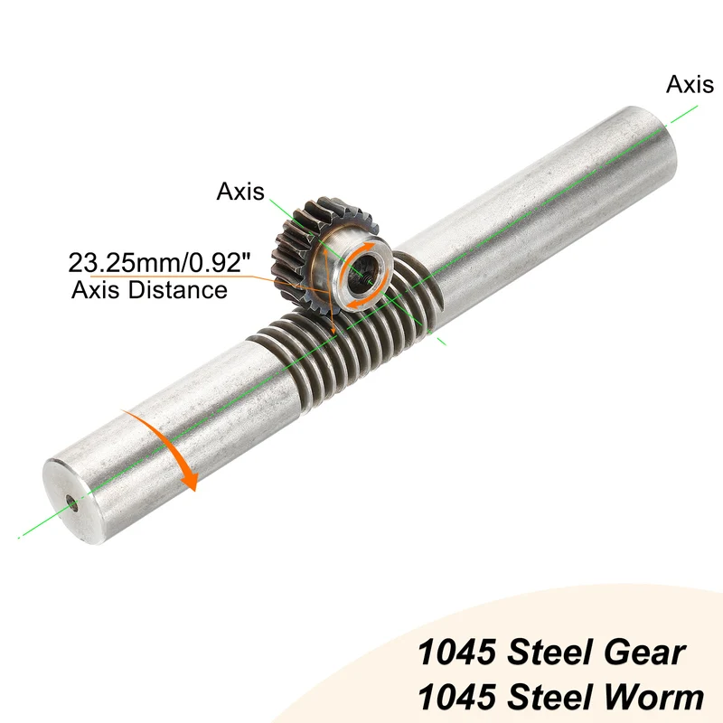 Worm Gear Set 1.25 Module 1:20 Reduction Rate Gear-10mm Bore, Rod 24mm OD
