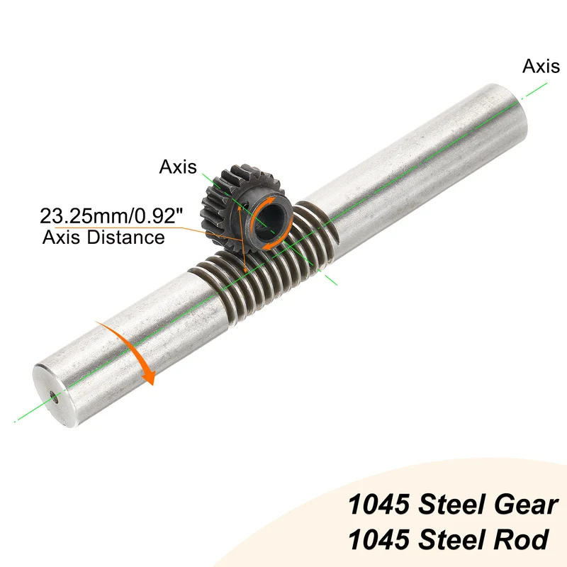 Worm Gear Set 1.25 Module 1:20 Reduction Rate Gear-12mm Bore, Rod 24mm OD
