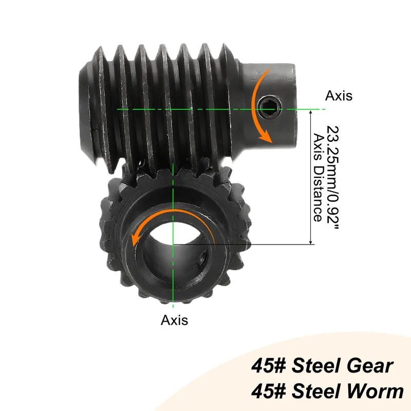 Worm Gear Set 1.25 Module 1:20 Reduction Rate Gear-12mm ID 28mm OD, Rod 8mm Bore