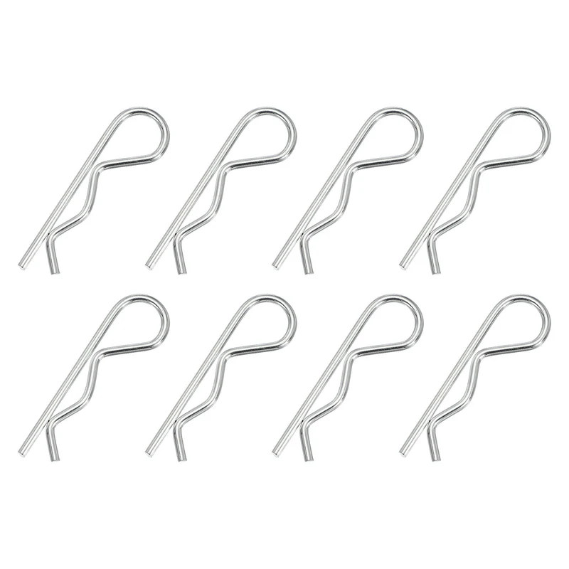 M4 x 90 mm Cotter Pin Assortment Kit, 8 Pcs Heavy Duty R Clips, Silver Tone