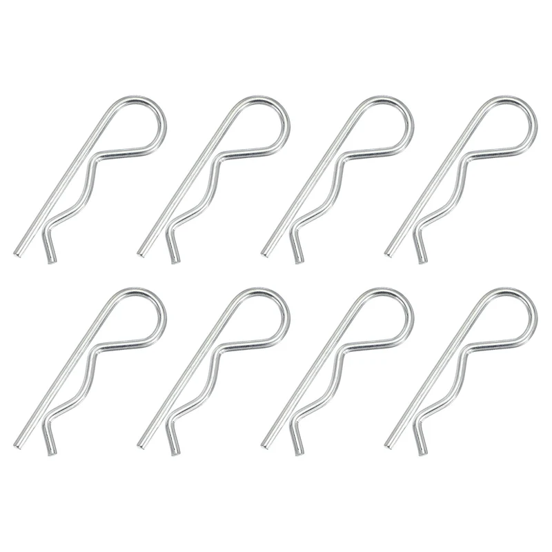 M4 x 85 mm Cotter Pin Assortment Kit, 8 Pcs Heavy Duty R Clips, Silver Tone