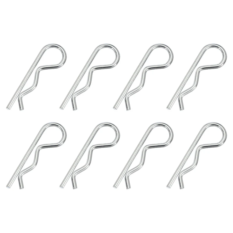 M4 x 75 mm Cotter Pin Assortment Kit, 8 Pcs Heavy Duty R Clips, Silver Tone