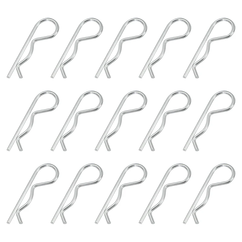 M3 x 65 mm Cotter Pin Assortment Kit, 15 Pcs Heavy Duty R Clips, Silver Tone
