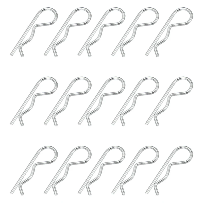 M3 x 60 mm Cotter Pin Assortment Kit, 15 Pcs Heavy Duty R Clips, Silver Tone