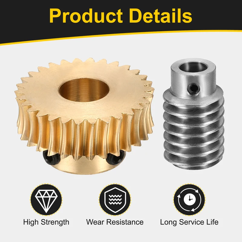 Worm Gear Set 1 Module 30:1 Reduction Rate(Gear-12mm Bore, Rod 8mm Bore)