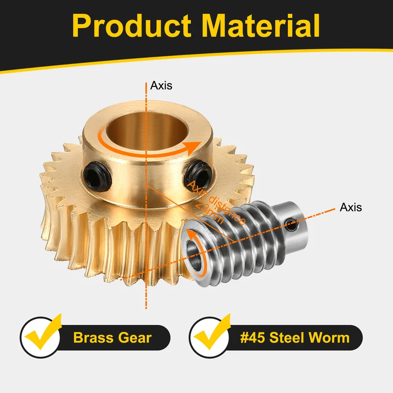 Worm Gear Set 1 Module 30:1 Reduction Rate(Gear-12mm Bore, Rod 8mm Bore)