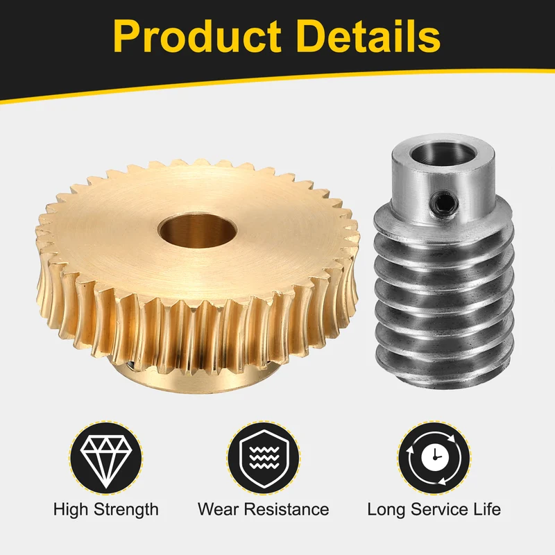 Worm Gear Set 1 Module 40:1 Reduction Rate(Gear-10mm Bore, Rod 8mm Bore)