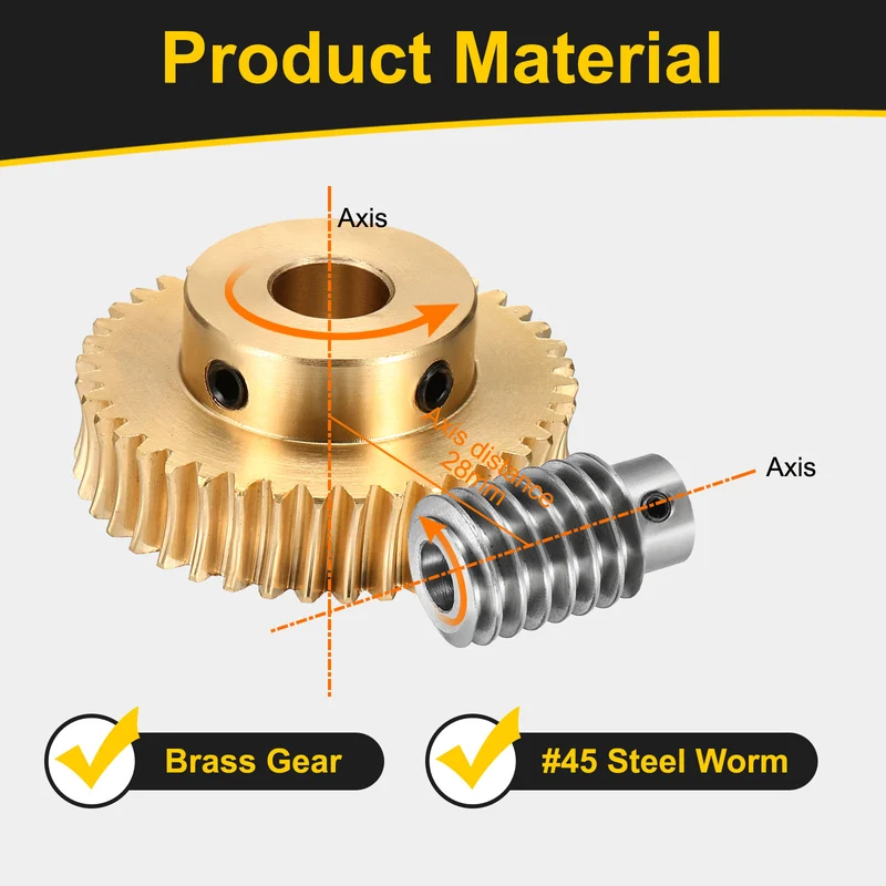Worm Gear Set 1 Module 40:1 Reduction Rate(Gear-10mm Bore, Rod 8mm Bore)