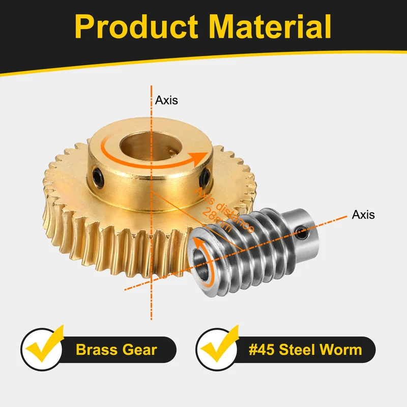 Worm Gear Set 1 Module 40:1 Reduction Rate(Gear-12mm Bore, Rod 5mm Bore)
